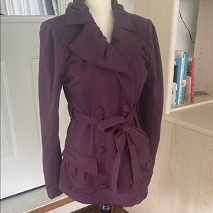 Kut from the Kloth Deep Purple Trench Coat with Attached Tie Belt & Pockets Lrge